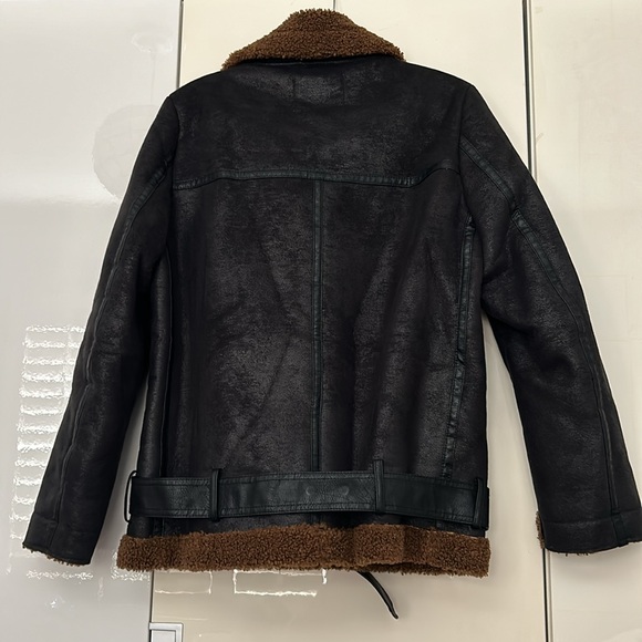 Zara Black and Tan Teddy Jacket - Picture 5 of 6